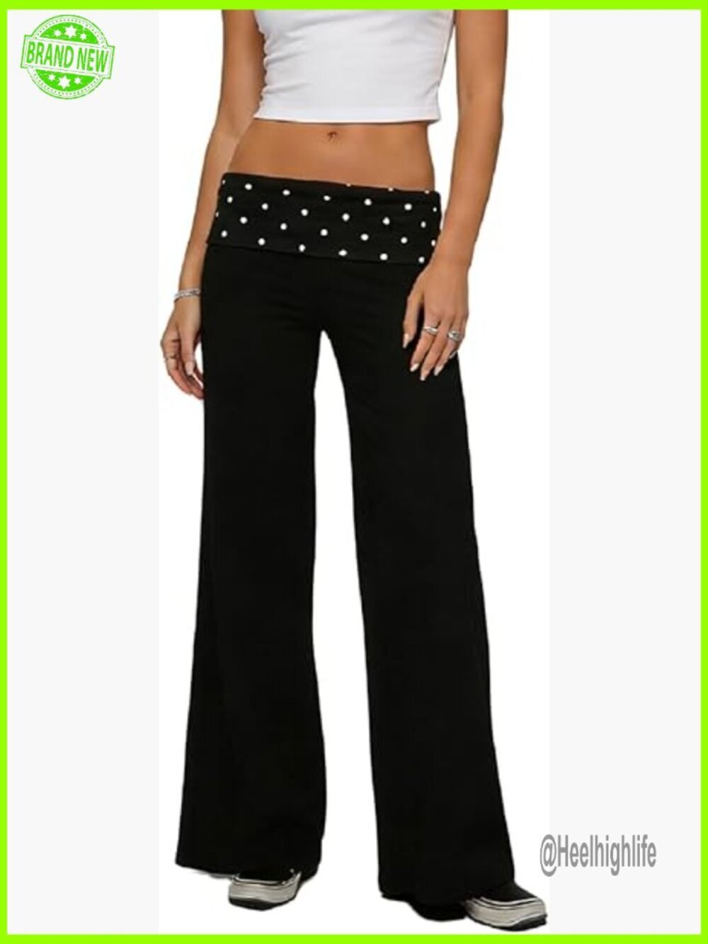 Fold Over Yoga Pants Low Waist Wide Leg Flare Lounge Sweatpants